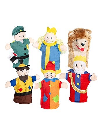 ROBA Ensemble de 6 Marionnettes à Main Punch et Judy en Tissu et Feutre - Lavable - Multicolore - Kiabi