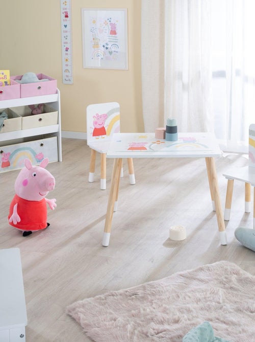 ROBA Ensemble Table + 2 Chaises Enfants 'Peppa Pig' - Motif Truie - Pieds en Bois Naturel - Rose - Kiabi