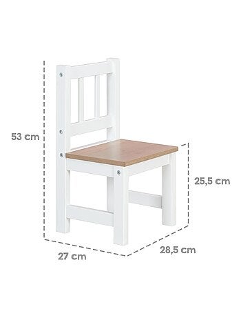 ROBA Ensemble Table et 2 Chaises Enfants Woody - Plateau et Assises en Aspect Bois - Blanc