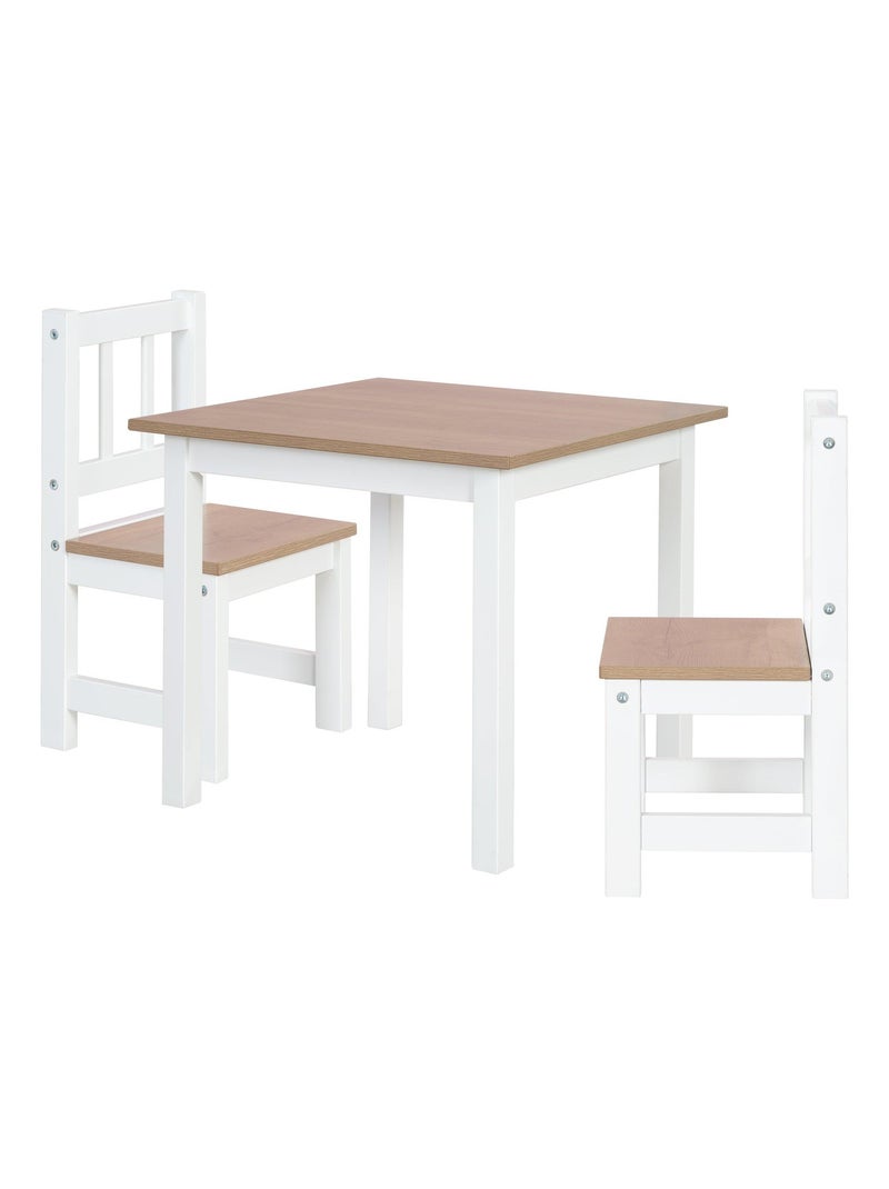 ROBA Ensemble Table et 2 Chaises Enfants Woody - Plateau et Assises en Aspect Bois - Blanc Blanc - Kiabi