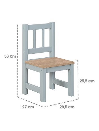 ROBA Ensemble Table et 2 Chaises Enfants Woody - Plateau et Assises en Aspect Bois - Blanc