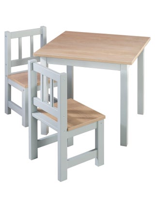 ROBA Ensemble Table et 2 Chaises Enfants Woody - Plateau et Assises en Aspect Bois - Gris