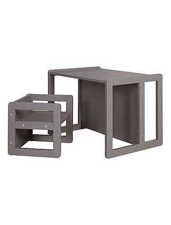 ROBA Ensemble Table et Chaise Réversibles pour Enfants - 3 Hauteurs d'Assise - Bois Laqué Anthracite