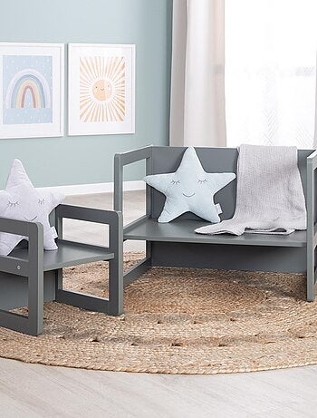 ROBA Ensemble Table et Chaise Réversibles pour Enfants - 3 Hauteurs d'Assise - Bois Laqué Anthracite