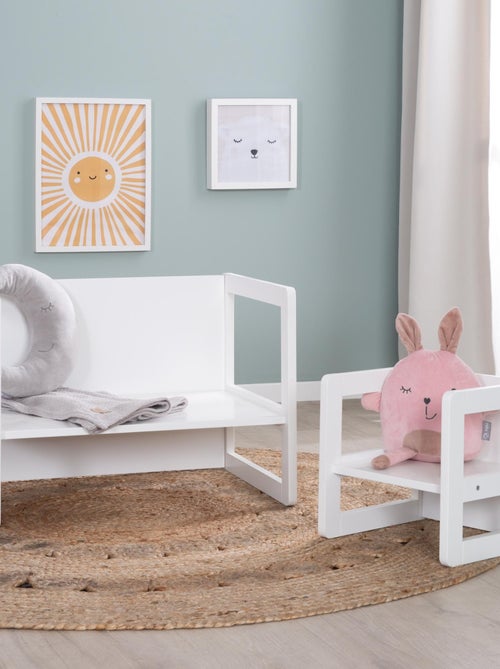 ROBA Ensemble Table et Chaise Réversibles pour Enfants - 3 Hauteurs d'Assise - Bois Laqué Blanc - Kiabi