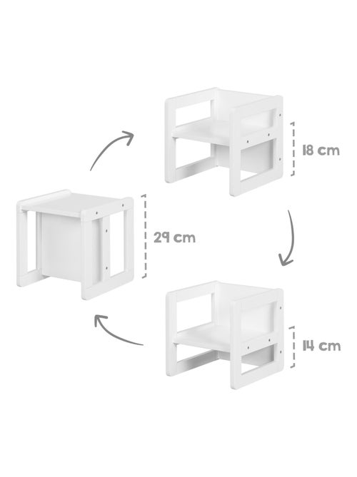 ROBA Ensemble Table et Chaise Réversibles pour Enfants - 3 Hauteurs d'Assise - Bois Laqué Blanc - Kiabi