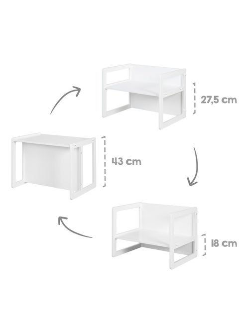 ROBA Ensemble Table et Chaise Réversibles pour Enfants - 3 Hauteurs d'Assise - Bois Laqué Blanc - Kiabi