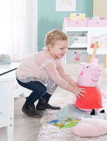 ROBA Étagère de Rangement pour Jouets 'Peppa Pig' - 5 Boîtes en Tissu - Motif Cochon - Rose - Blanc