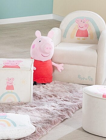 ROBA Fauteuil Bébé Peppa Pig avec Accoudoirs - Revêtement Doux en Velours - Beige - Motif Truie