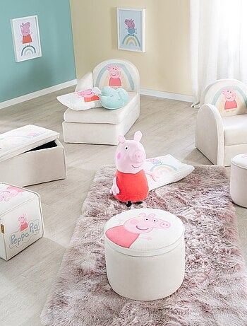 ROBA Fauteuil Bébé Peppa Pig avec Accoudoirs - Revêtement Doux en Velours - Beige - Motif Truie
