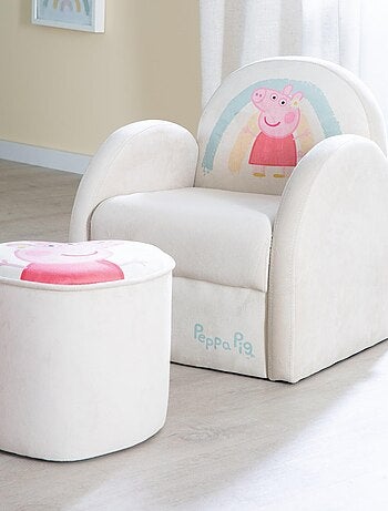 ROBA Fauteuil Bébé Peppa Pig avec Accoudoirs - Revêtement Doux en Velours - Beige - Motif Truie