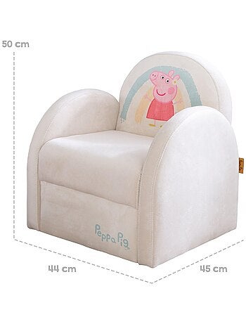 ROBA Fauteuil Bébé Peppa Pig avec Accoudoirs - Revêtement Doux en Velours - Beige - Motif Truie