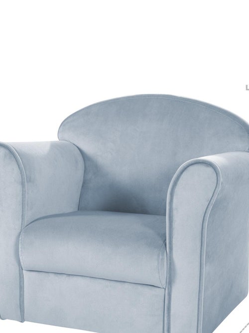 ROBA Fauteuil Club en Velours "Lil Sofa" - Chaise Rembourrée avec Accoudoirs - Bleu Clair - Kiabi