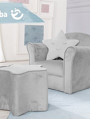 ROBA Fauteuil Club en Velours "Lil Sofa" - Chaise Rembourrée avec Accoudoirs Confortable - Rose