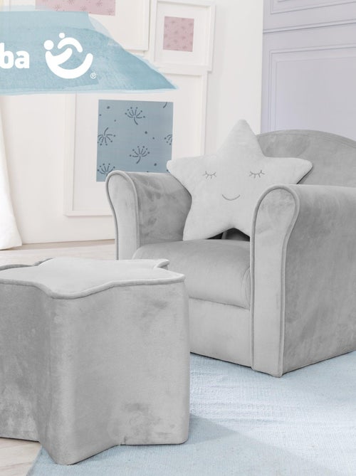 ROBA Fauteuil Club en Velours "Lil Sofa" - Chaise Rembourrée avec Accoudoirs Confortable - Gris - Kiabi