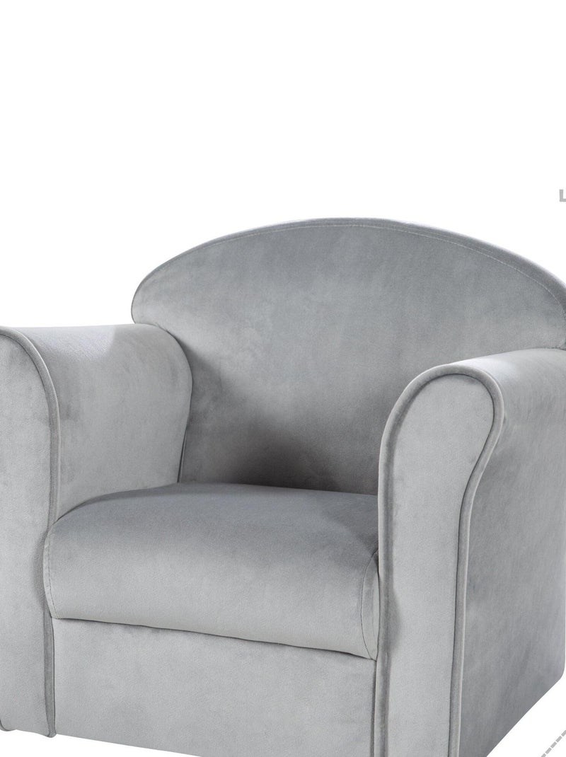 ROBA Fauteuil Club en Velours "Lil Sofa" - Chaise Rembourrée avec Accoudoirs Confortable - Gris Gris - Kiabi