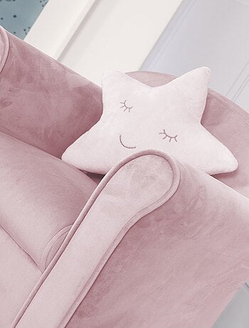 ROBA Fauteuil Club en Velours "Lil Sofa" - Chaise Rembourrée avec Accoudoirs Confortable - Rose