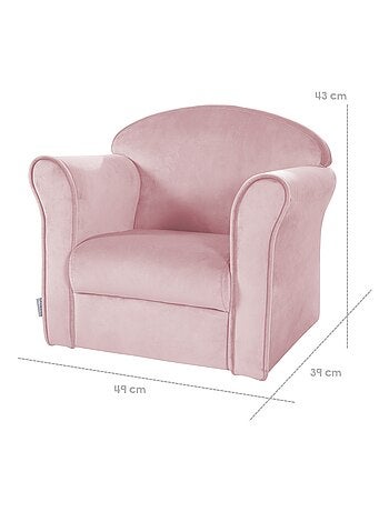 ROBA Fauteuil Club en Velours "Lil Sofa" - Chaise Rembourrée avec Accoudoirs Confortable - Rose