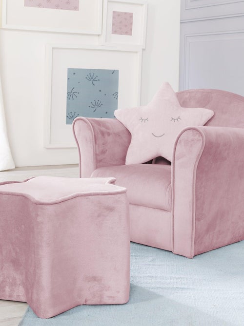 ROBA Fauteuil Club en Velours "Lil Sofa" - Chaise Rembourrée avec Accoudoirs Confortable - Rose - Kiabi