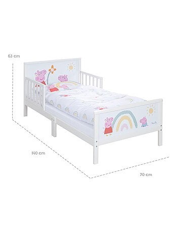 ROBA Lit 70 x 140 cm 'Peppa Pig' avec Barrières de Sécurité Sommier et Linge de Lit - Jusqu'à 7 Ans