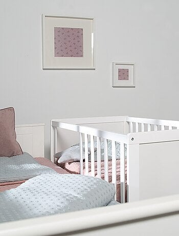 ROBA Lit Bébé et Cododo 60 x 120 cm + Matelas et Sommier - Hauteur Réglable - Gris