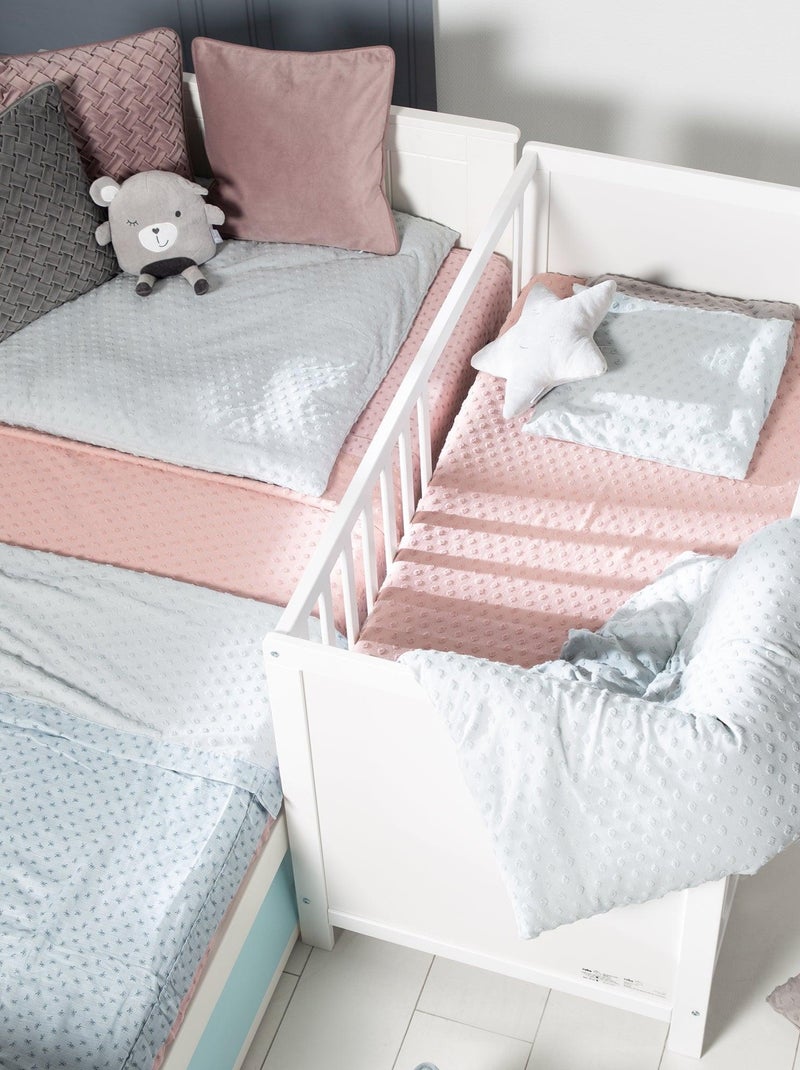 ROBA Lit Bébé et Cododo 60 x 120 cm + Matelas et Sommier - Hauteur Réglable - Blanc Blanc - Kiabi