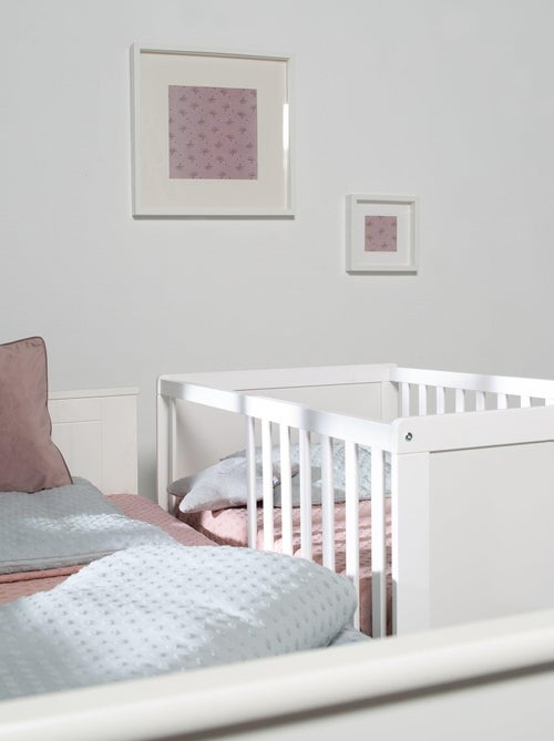 ROBA Lit Bébé et Cododo 60 x 120 cm + Matelas et Sommier - Hauteur Réglable - Blanc - Kiabi