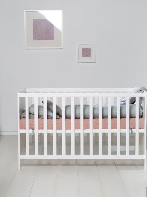 ROBA Lit Bébé et Cododo 60 x 120 cm + Matelas et Sommier - Hauteur Réglable - Blanc - Kiabi