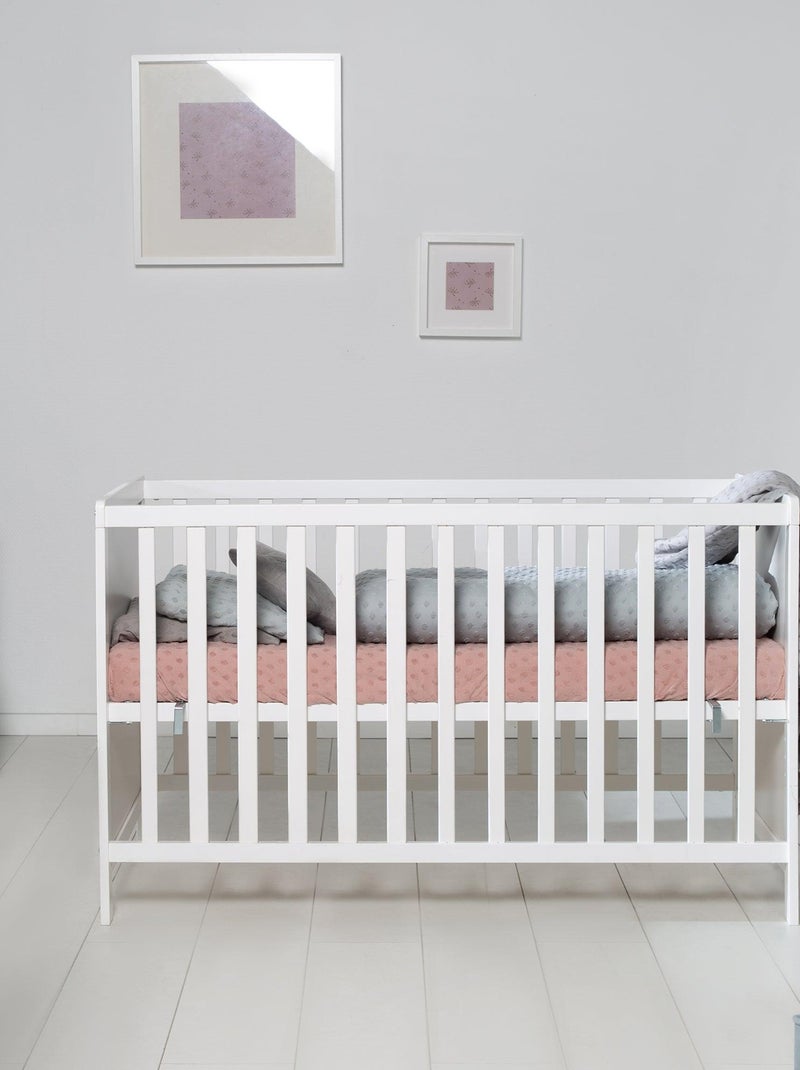 ROBA Lit Bébé et Cododo 60 x 120 cm + Matelas et Sommier - Hauteur Réglable - Blanc Blanc - Kiabi