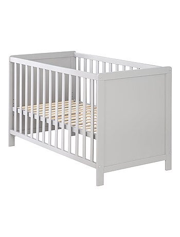 ROBA Lit Bébé et Cododo 60 x 120 cm + Matelas et Sommier - Hauteur Réglable - Gris