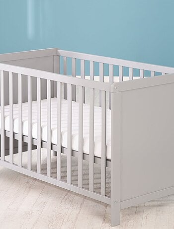 ROBA Lit Bébé et Cododo 60 x 120 cm + Matelas et Sommier - Hauteur Réglable - Gris