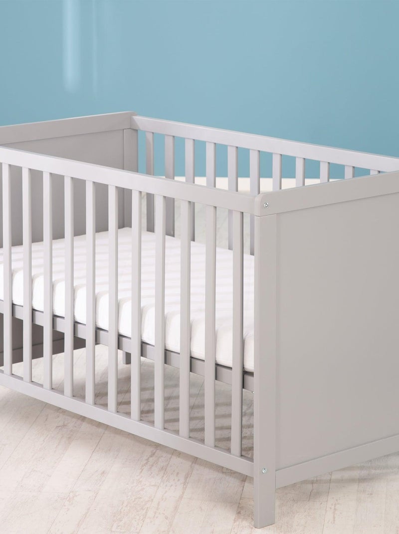 ROBA Lit Bébé et Cododo 60 x 120 cm + Matelas et Sommier - Hauteur Réglable - Gris Gris - Kiabi