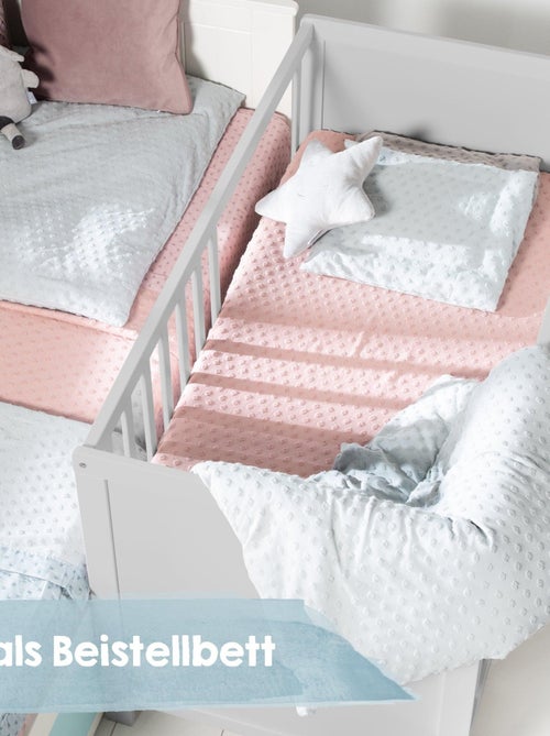 ROBA Lit Bébé et Cododo 60 x 120 cm + Matelas et Sommier - Hauteur Réglable - Gris - Kiabi