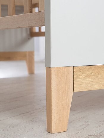 ROBA Lit bébé évolutif "Caro" - 70x140 - Hauteur Réglable - 0 à 7 Ans - Gris Clair/ Décor Bois