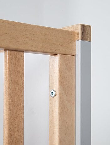 ROBA Lit bébé évolutif "Caro" - 70x140 - Hauteur Réglable - 0 à 7 Ans - Gris Clair/ Décor Bois