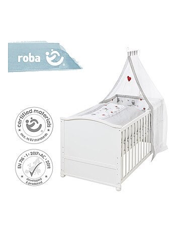 ROBA Lit bébé évolutif complet "Adam et Eule" - 70x140 + Équipement Complet