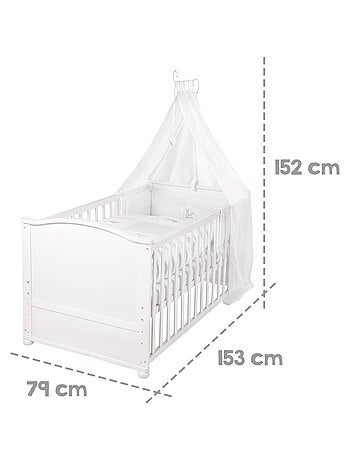 ROBA Lit bébé évolutif complet "Fox et Bunny" - 70x140 + Équipement Complet