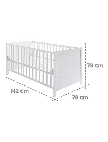 ROBA Lit bébé évolutif complet "Sternenzauber" blanc - 70x140 + Équipement Complet