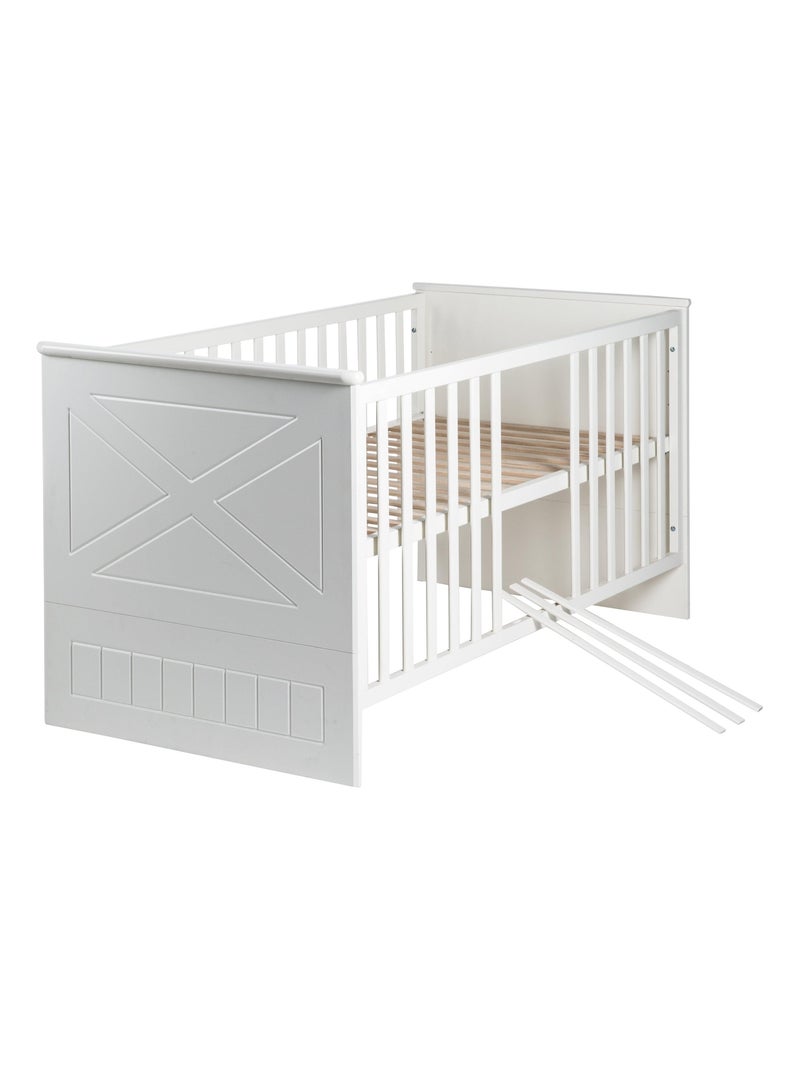 ROBA Lit bébé évolutif "Constantin" - 70x140 - Hauteur Réglable - 0 à 7 Ans - Blanc/Blanc Canadien Blanc - Kiabi