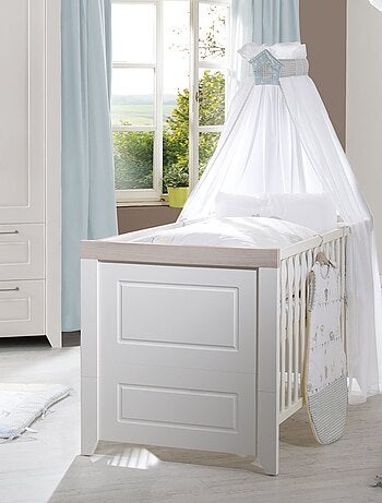 ROBA Lit bébé évolutif "Felicia" - 70x140 - Convertible - Hauteur Réglable - Blanc/Décor 'Luna elm'