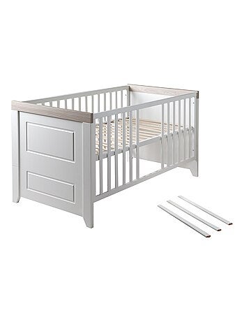 ROBA Lit bébé évolutif "Felicia" - 70x140 - Convertible - Hauteur Réglable - Blanc/Décor 'Luna elm'