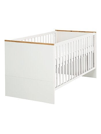 ROBA Lit bébé évolutif "Finn" - 70x140 - Hauteur Réglable - 0 à 7 Ans - Blanc/Décor Chêne Doré
