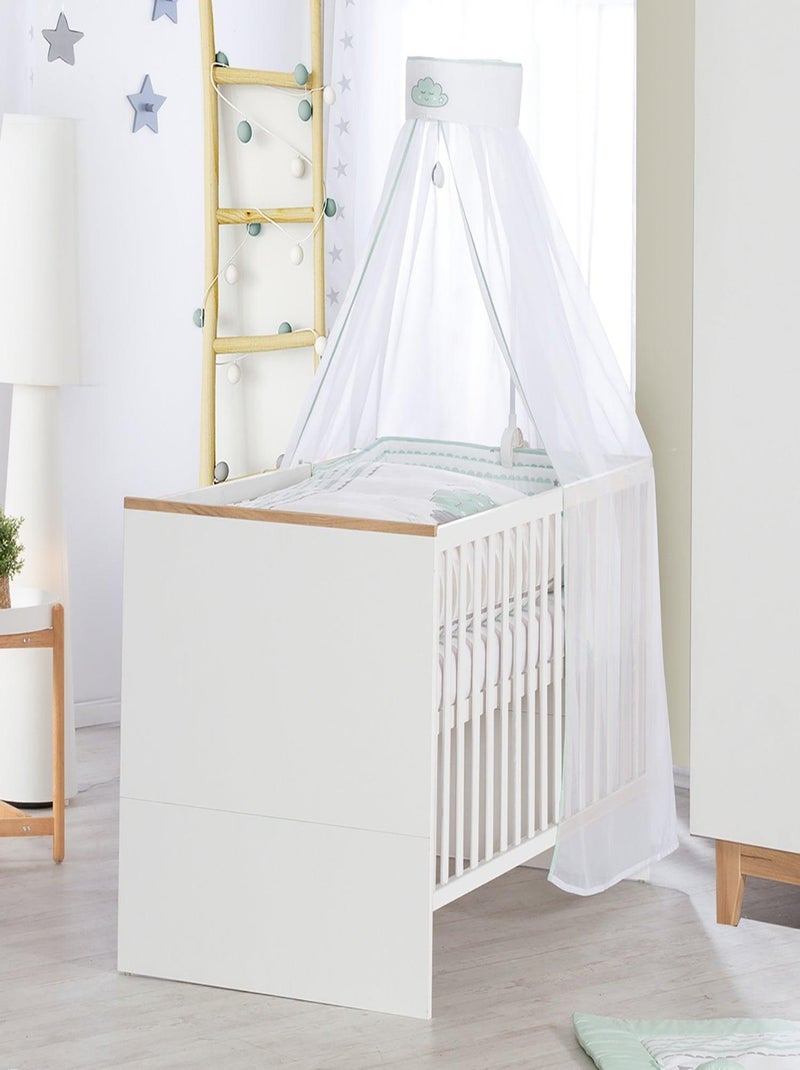 ROBA Lit bébé évolutif "Finn" - 70x140 - Hauteur Réglable - 0 à 7 Ans - Blanc/Décor Chêne Doré Blanc Blanc - Kiabi