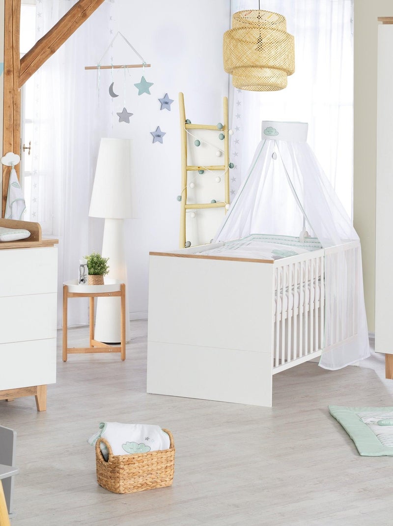 ROBA Lit bébé évolutif "Finn" - 70x140 - Hauteur Réglable - 0 à 7 Ans - Blanc/Décor Chêne Doré Blanc Blanc - Kiabi