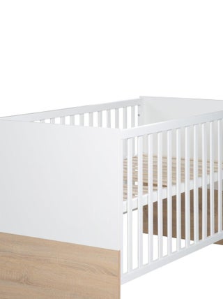 ROBA Lit bébé évolutif "Gabriella" - 70x140 - Hauteur Réglable - 0 à 7 Ans - Blanc/ Décor Bois