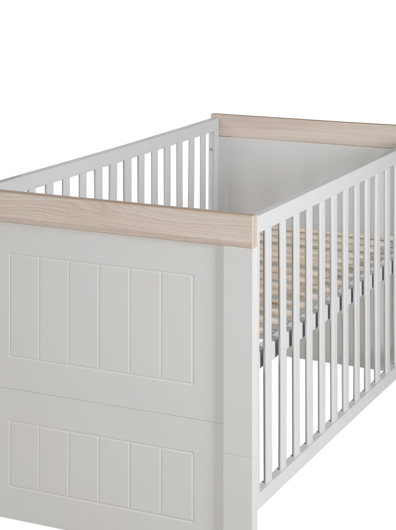 ROBA Lit bébé évolutif "Helene" - 70x140 - Hauteur Réglable - 0 à 7 Ans - Gris clair/Décor Bois Gris clair - Kiabi