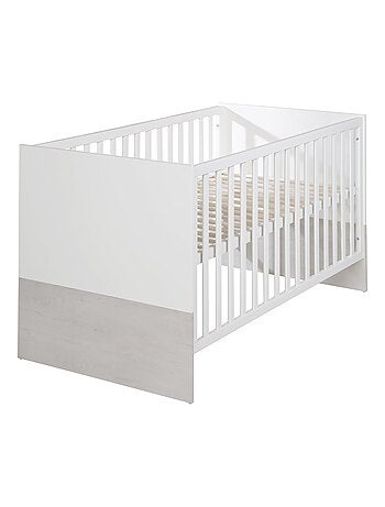 ROBA Lit bébé évolutif "Julia" - 70x140 - Convertible - Hauteur Réglable - Blanc/Chêne Blanchi