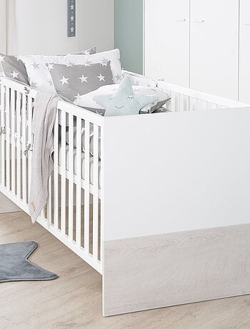 ROBA Lit bébé évolutif "Julia" - 70x140 - Convertible - Hauteur Réglable - Blanc/Chêne Blanchi