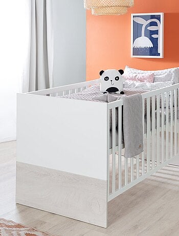 ROBA Lit bébé évolutif "Julia" - 70x140 - Convertible - Hauteur Réglable - Blanc/Chêne Blanchi