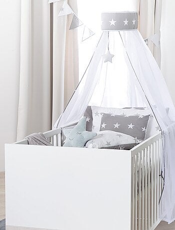 ROBA Lit bébé évolutif "Julia" - 70x140 - Convertible - Hauteur Réglable - Blanc/Chêne Blanchi
